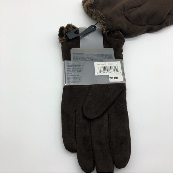 Isotoner Brushed Microfiber Gloves Brown Womens Large NWT - Picture 5 of 8